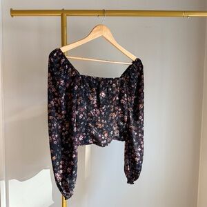 LNWOT Abercrombie & Fitch Floral Square Neck Puff Sleeve Top